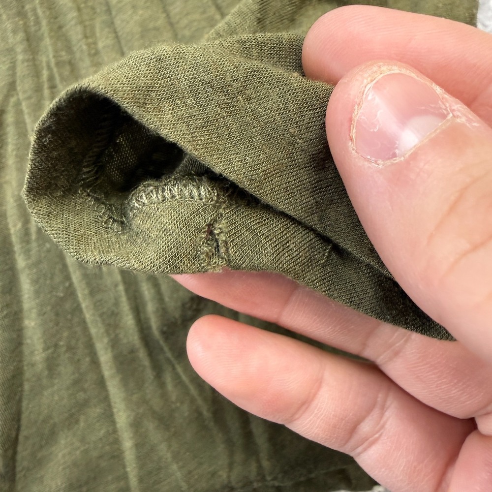 Vintage Ralph Lauren‎ Top Womens XL Olive Green Modal Wool Puff Shoulder Y2K - Picture 7 of 12